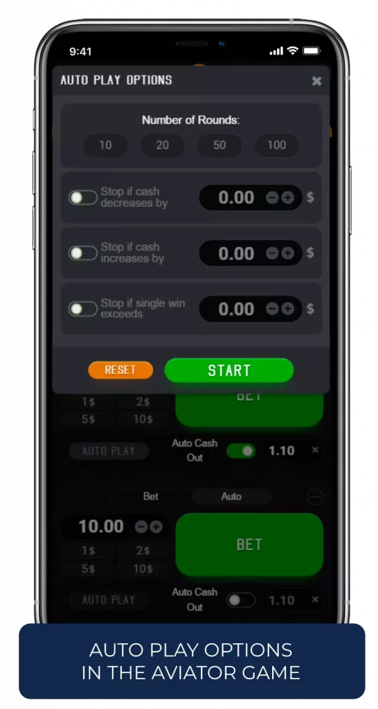 auto play options in the aviator game