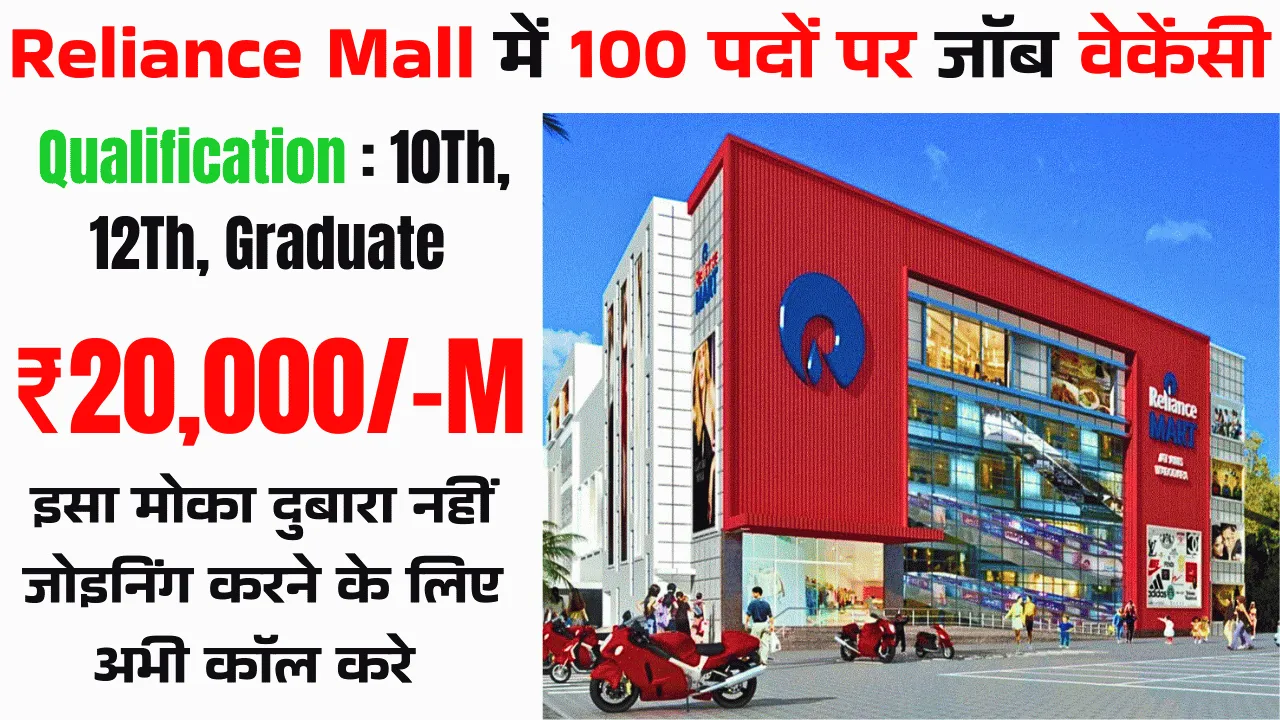 Reliance Mall मैं निकली 10वीं पास के लिए भर्ती मिलेगी 20000 तक सैलरी